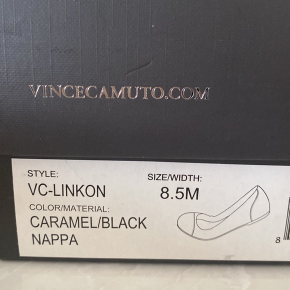 Vince Camuto VC-Linkon cap toe leather ballerina flats. Caramel/Black - Picture 7 of 7